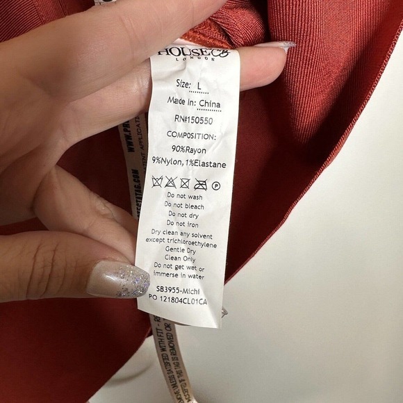 NWT House of CB Michi Rust Cut Out Mini Dress Women's Bodycon Size L - Picture 6 of 10